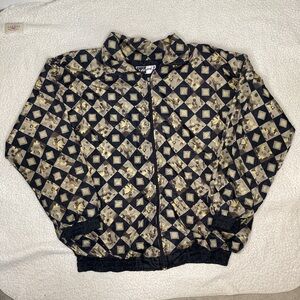 Vintage Miramax Diamond Print Full Zip Windbreaker: Size XXL